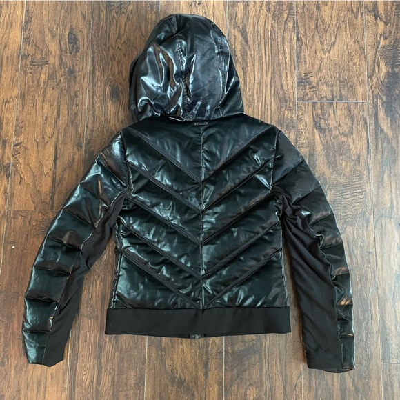 Blanc Noir Freestyle Mesh Inset Puffer Coat Down Hood Vented sz M - Picture 12 of 13